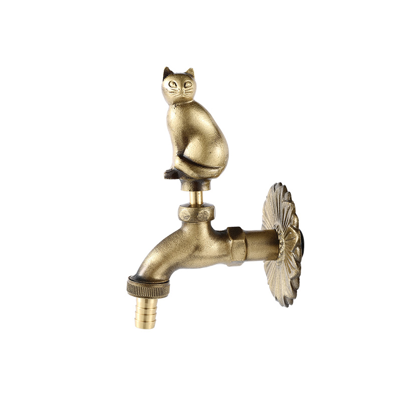 YT3023 cat shape bibcock, ancient brass color1/2"