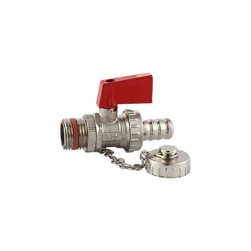 YT4003 with brass chain，zinc handle,red long handle，sandblasting and nickel plated 1/2" with sealing ring
