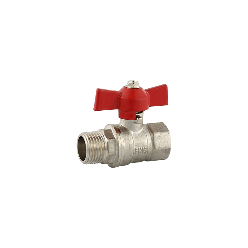 YT5016 sandblasting and nickel plated,red steel handle，butterfly handle，male thread1/2"，3/4"