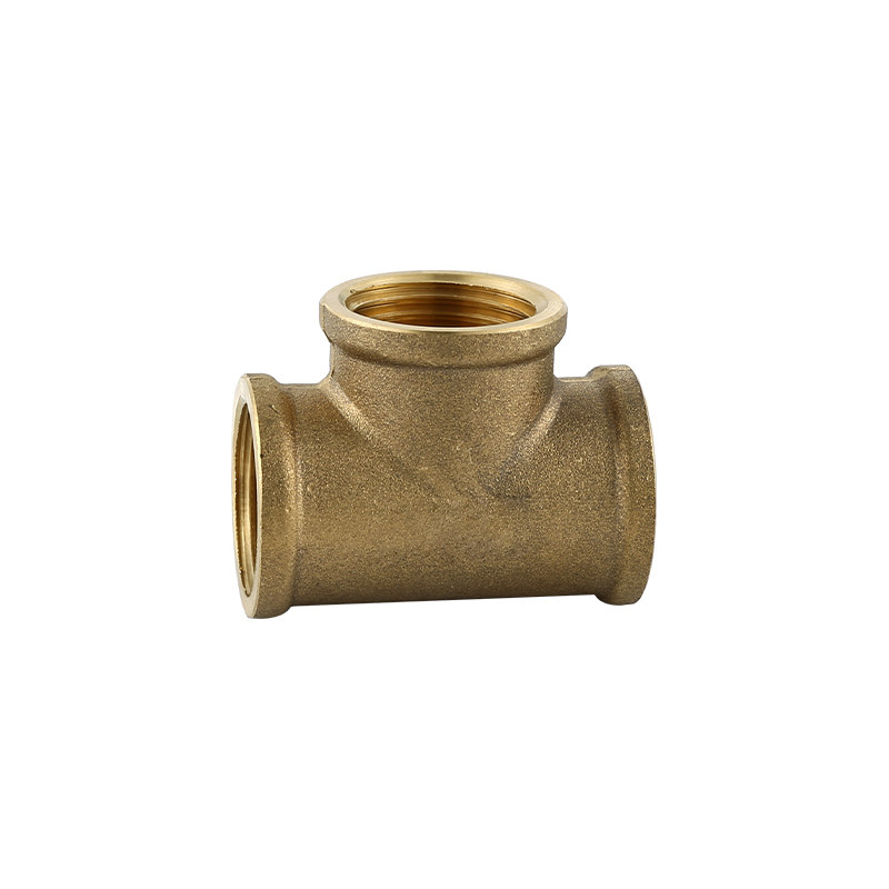 YT7005  3-way female , sandblasting and brass color1/2"