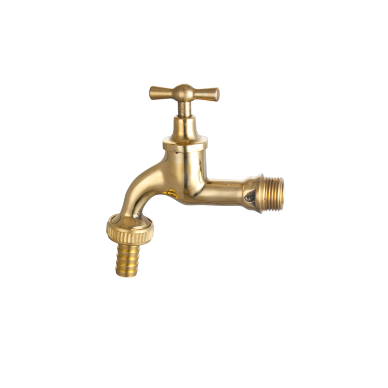 YT1013 Bibcock brass and polish,  with brass forged hose connection &   1/2"x3/4"