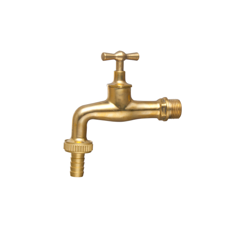 YT1022 Bibcock brass and polish,  with brass forged hose connection &  1/2"x3/4"